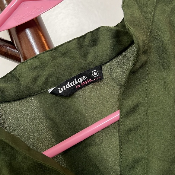 Olive Green Button Down Top - Picture 2 of 10